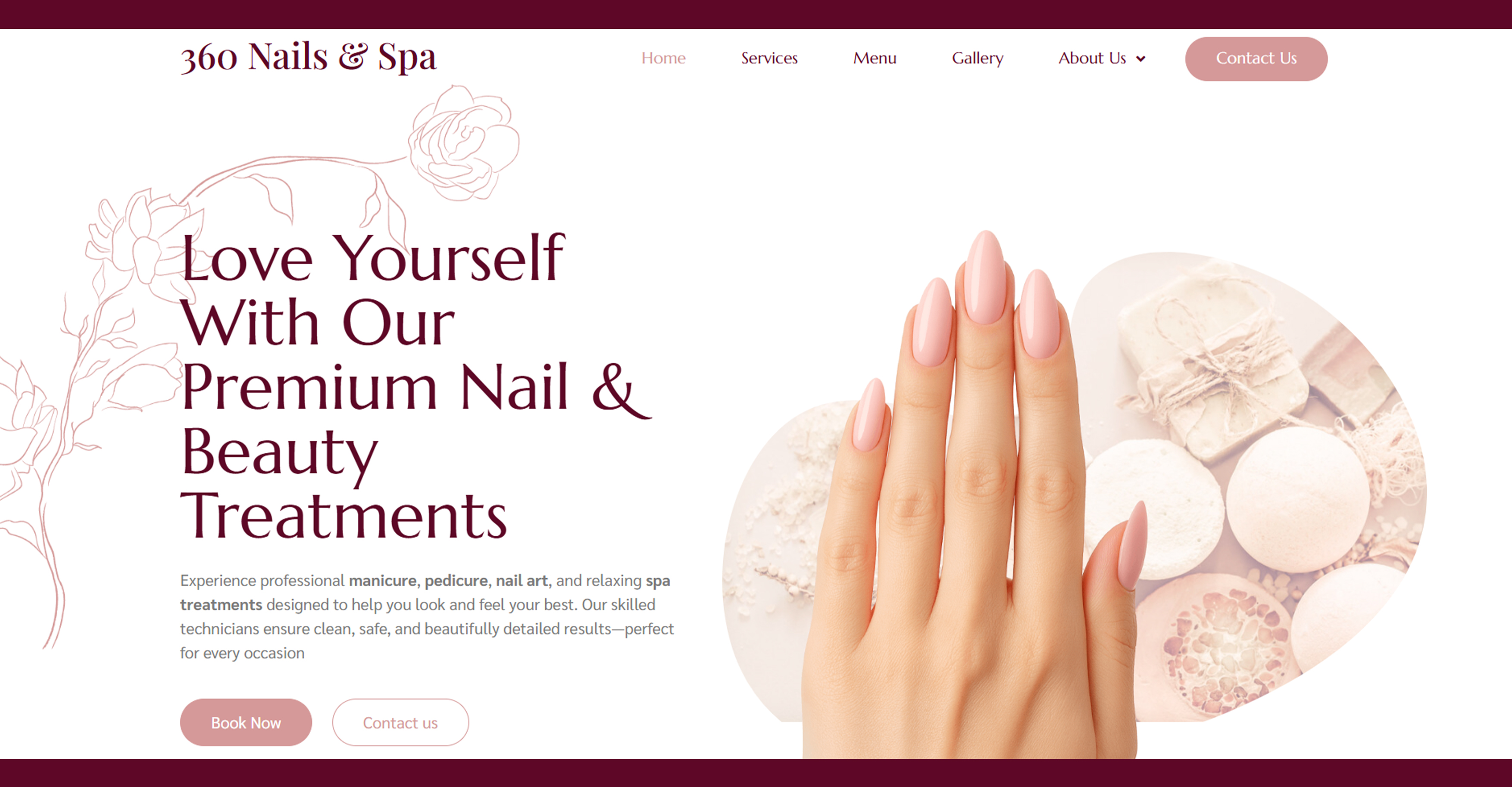 360 Nails & Spa website preview